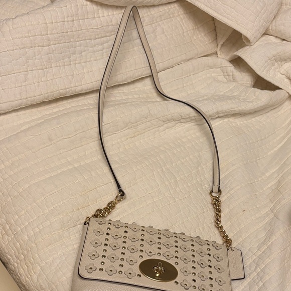 Coach Cream Floral Studded Shoulder Bag - Picture 2 of 8
